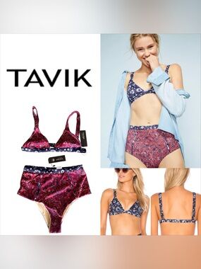 Tavik Addison Floral Triangle Bikini Top & Bottoms.
Size S